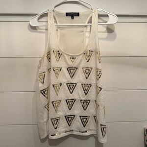 Almost Famous White Graphic Tank Top Relaxed Fit, Women’s L